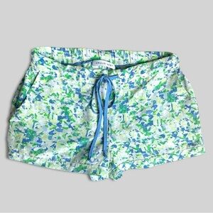 Amour Vert Printed Drawstring Shorts Women S Blue Green Abstract Lounge